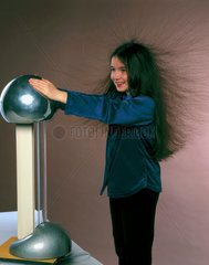 Girl with Van der Graaff generator  1998.