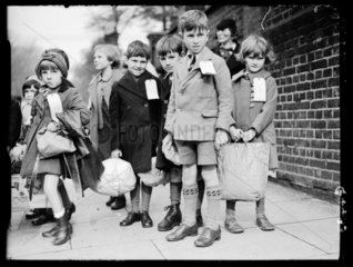 School children being evacuated from London  28 September 1938.