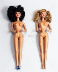 Two undressed Barbie dolls  late 1970s and late 1980s.