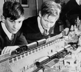 Barnardos boys with a train set  1964.