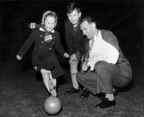 British footballer Nat Lofthouse and family  Blackpool  March 1958.