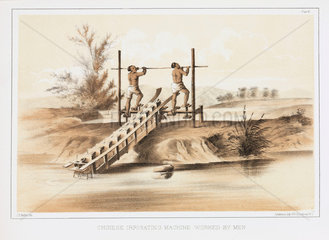 ‘Chinese Irrigating Machine Worked by Men’  c 1853-1854.