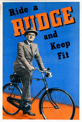 ‘Ride a Rudge and keep fit’  poster  c 1930s.