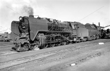 A 2-10-0 locomotive at Ankara  Turkey  1958.