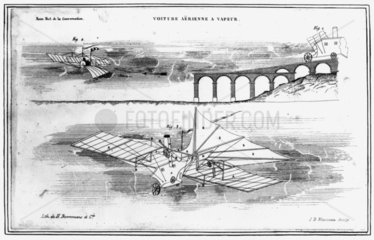 Henson's machine starting from viaduct runway  c 1842.