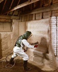 Test spraying foam insulation  Shell International  1963.