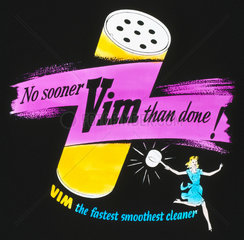 'No sooner Vim than done'  poster advertisement  c 1950s.