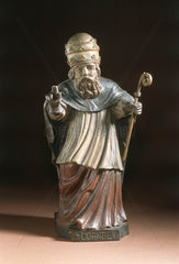 Wooden statue of St Cornelius  probably French  17th century.