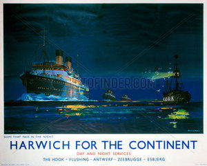 'Harwich for the Continent’  LNER poster  1923-1947.