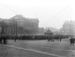 Queue of people at Huddersfield Station  First World War  17 November 1917.