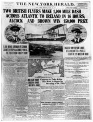 Front page of the New York Herald  16 June 1919.