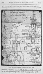 First drawing of a steam hammer by Janes Nasmyth  24 November 1839.