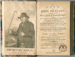 Title page and frontispiece of ‘The Life of John Metcalf’  1795.