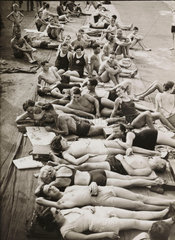 Sunbathers at the lido  14 September 1934.