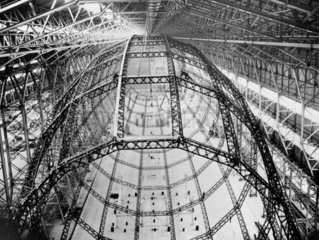 Framework of a Barnes Wallis airship under construction  c 1920s.