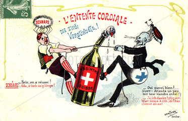 ‘L'Entente Cordiale’ - Swiss absinthe prohibition  1908.