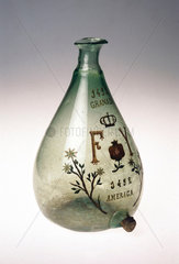 Commemorative glass flask  Spanish  c 1592-1800.