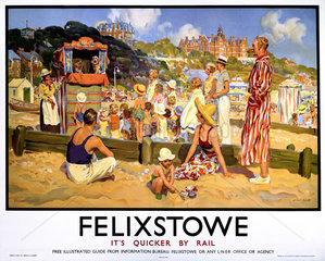 'Felixstowe - It's Quicker by Rail'  LNER poster  1923-1947.