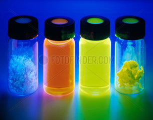 Light emitting polymer samples in UV light  October 2002.