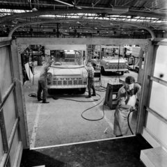 Fitters work on transit van assembly  Strachan   Hamble  1969.
