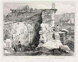 Crypt of St Thomas  Old London Bridge  1832.