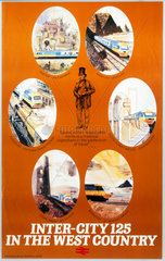'Inter-City 125 in the West Country'  BR (WR) poster  c 1970-1979.