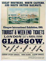 ‘Glasgow International Exhibition'  GNR/NER/NBR poster  1901.