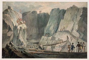 Slate quarry near Bangor  Wales  1807.