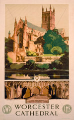 ‘Worcester Cathedral’  GWR/LMS poster  1932.