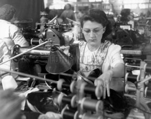 Shoe manufacture  1950. Miss Renee Rose usi