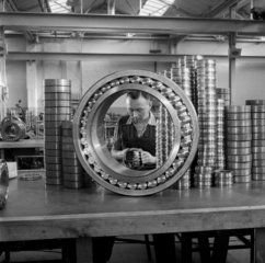 A fitter makes ball bearings at Skefco  Luton  1957.