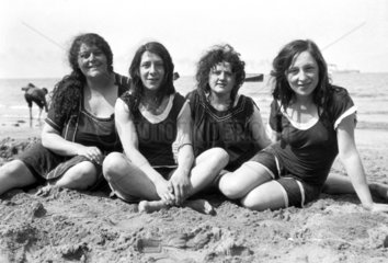Women on the beach  c 1920s.