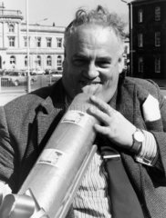 Cyril Smith MP with a giant stick of rock  August 1981.