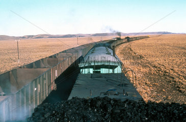 The view from the top of a coal train headi