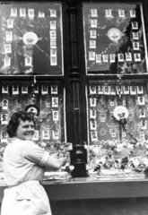 Woman decorating her window for the World Cup  July 1966.