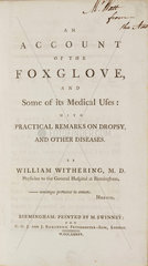 Title page from Withering’s ‘An account of the foxglove’  1785.