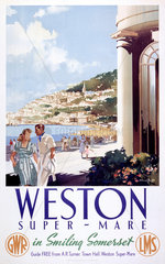 ‘Weston-super-Mare’  GWR/LMS poster  1946.