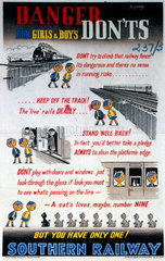 'Danger - Don'ts for Girls & Boys'  SR poster  1940-1949.