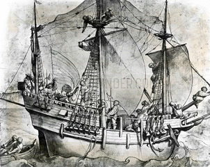 A small ship under sail  c 1532. Drawing by