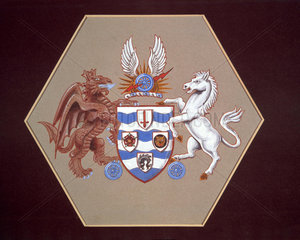 Coat of arms of the Southern Railway on a hexagonal panel  1823-1947.