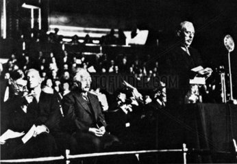 Albert Einstein and Ernest Rutherford  the Royal Albert Hall  1933.