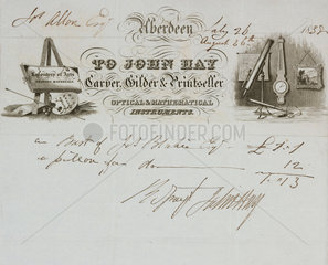 Receipt with letterheading  John Hay  Aberdeen  Scotland  1838.