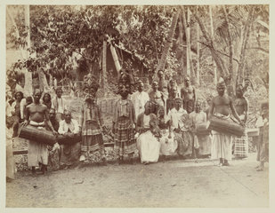 Traditional theatre group  Ceylon  c 1870.
