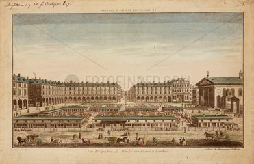 Perspective view of Covent Garden flower market  London  19th century.