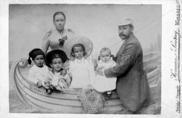 Family group in studio boat related to Walter Nurnberg  Wolgast  C1890.