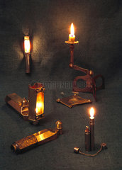Folding candle holders and oil lamps  Kyoto  Japan  1907.