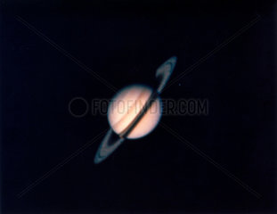 Planet Saturn  photographed by Voyager 1  1980.