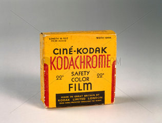 Box of Cine-Kodak Kodachrome 16mm safety colour film  c 1935.