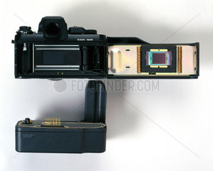 Kodak DCS fitted to Nikon F3 camera  1990s.