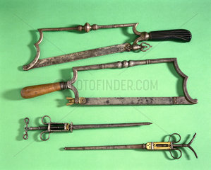 Amputation saws and bullet extractors  16th-18th century.